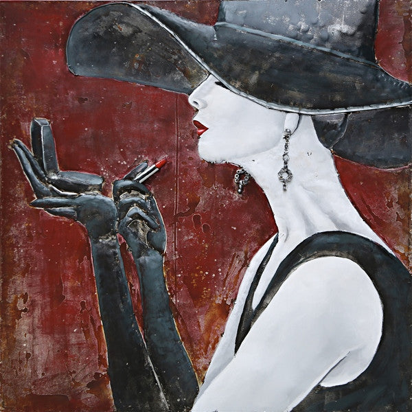 Fashionable Woman Applying Lipstick 3D Wall Art Metal & Wood