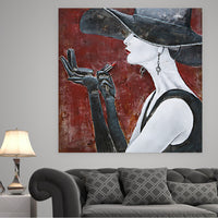 Fashionable Woman Applying Lipstick 3D Wall Art Metal & Wood