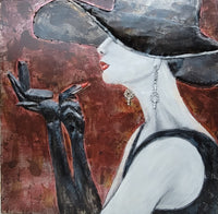 Fashionable Woman Applying Lipstick 3D Wall Art Metal & Wood