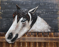 3D Wall Art Wood Canvas Painted Cutout Metal Horse Barn Door