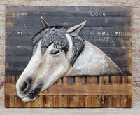 3D Wall Art Wood Canvas Painted Cutout Metal Horse Barn Door