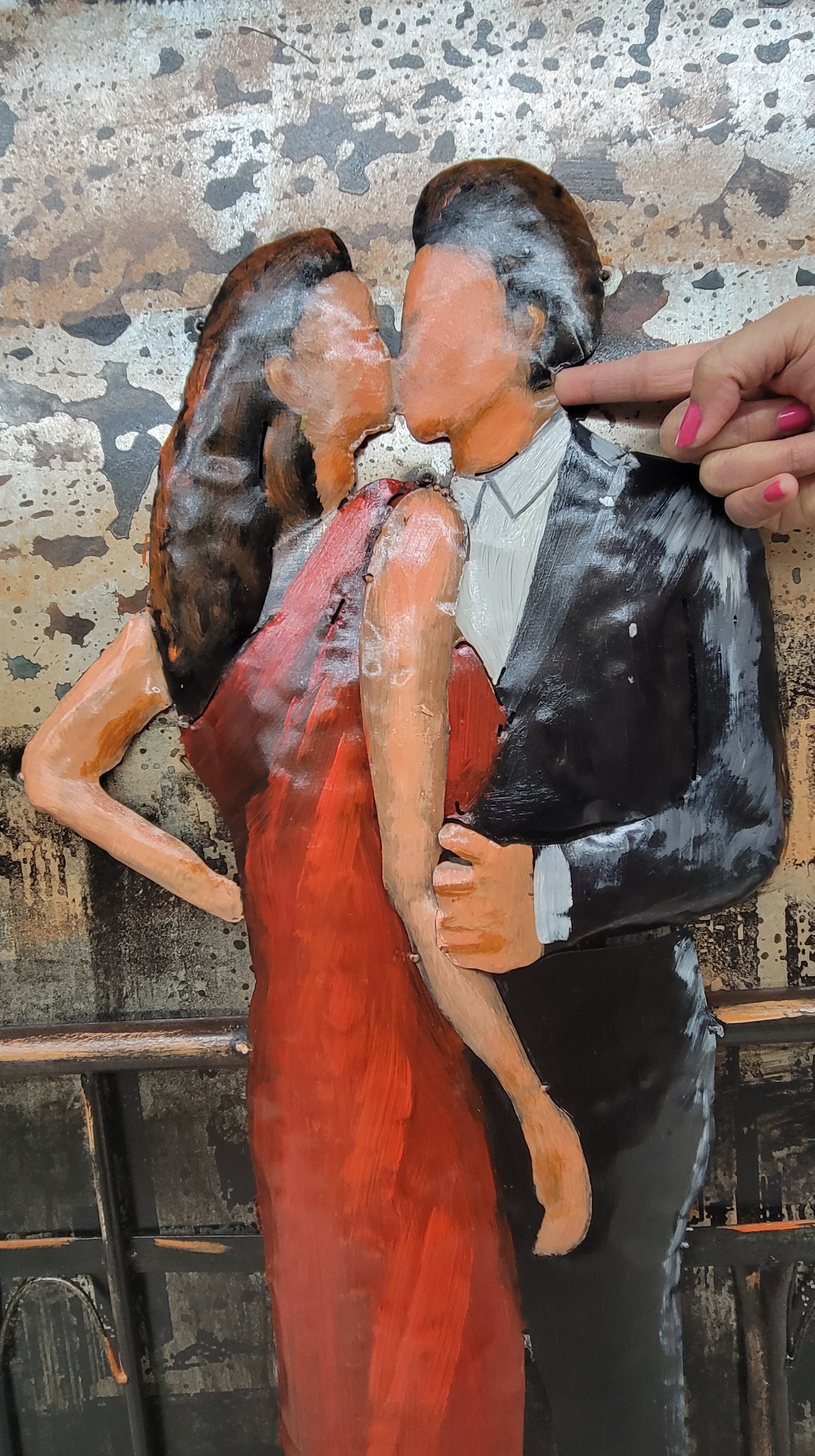 Romantic Night on Balcony of Empire State Building 3-D Oil Painting
