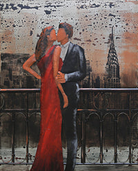 Romantic Night on Balcony of Empire State Building 3-D Oil Painting