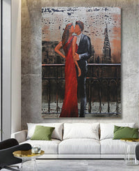Romantic Night on Balcony of Empire State Building 3-D Oil Painting