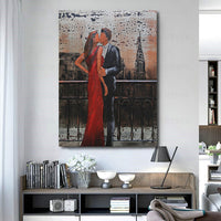 Romantic Night on Balcony of Empire State Building 3-D Oil Painting