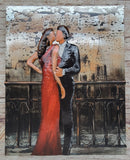 Romantic Night on Balcony of Empire State Building 3-D Oil Painting