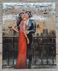 Romantic Night on Balcony of Empire State Building 3-D Oil Painting