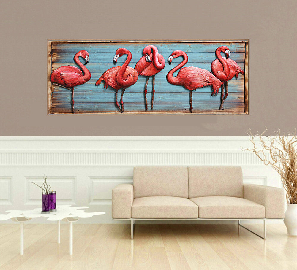 Custom 3D Pastel Marsh Land Flamingo Wall Painting