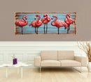 Custom 3D Pastel Marsh Land Flamingo Wall Painting