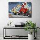 Sailboats Sailing on Ocean 3D Painting on Metal Canvas