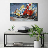 Sailboats Sailing on Ocean 3D Painting on Metal Canvas