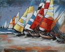 Sailboats Sailing on Ocean 3D Painting on Metal Canvas