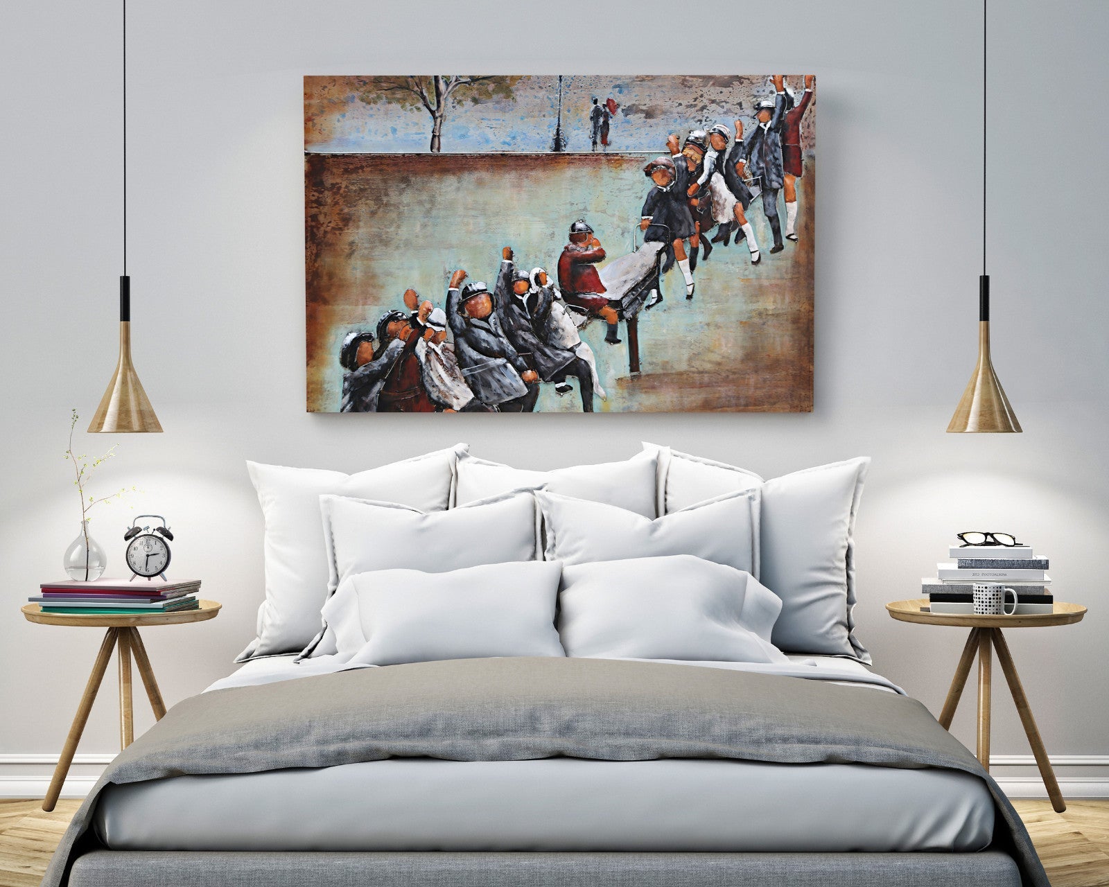 Abstract Modern Art Seesaw 3D Painting on Metal Canvas