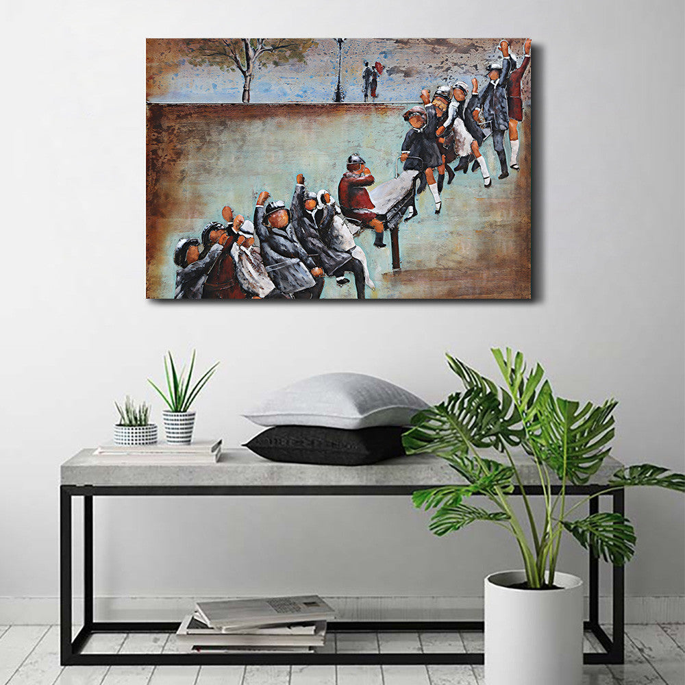 Abstract Modern Art Seesaw 3D Painting on Metal Canvas