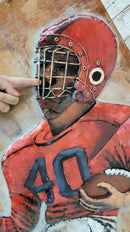 Football Player 3D Mixed Media Wall Art Metal Wood