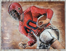 Football Player 3D Mixed Media Wall Art Metal Wood