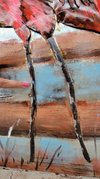 Pair of Flamingos Mixed Media 3D Wall Art on Metal & Wood
