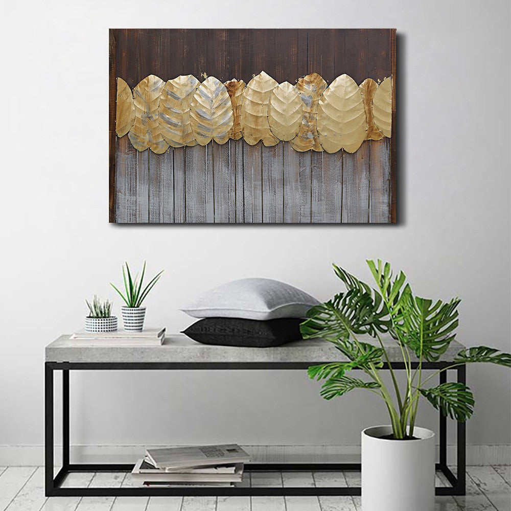 European Bronze Finery Gold Leaf 3-D Oil Painting