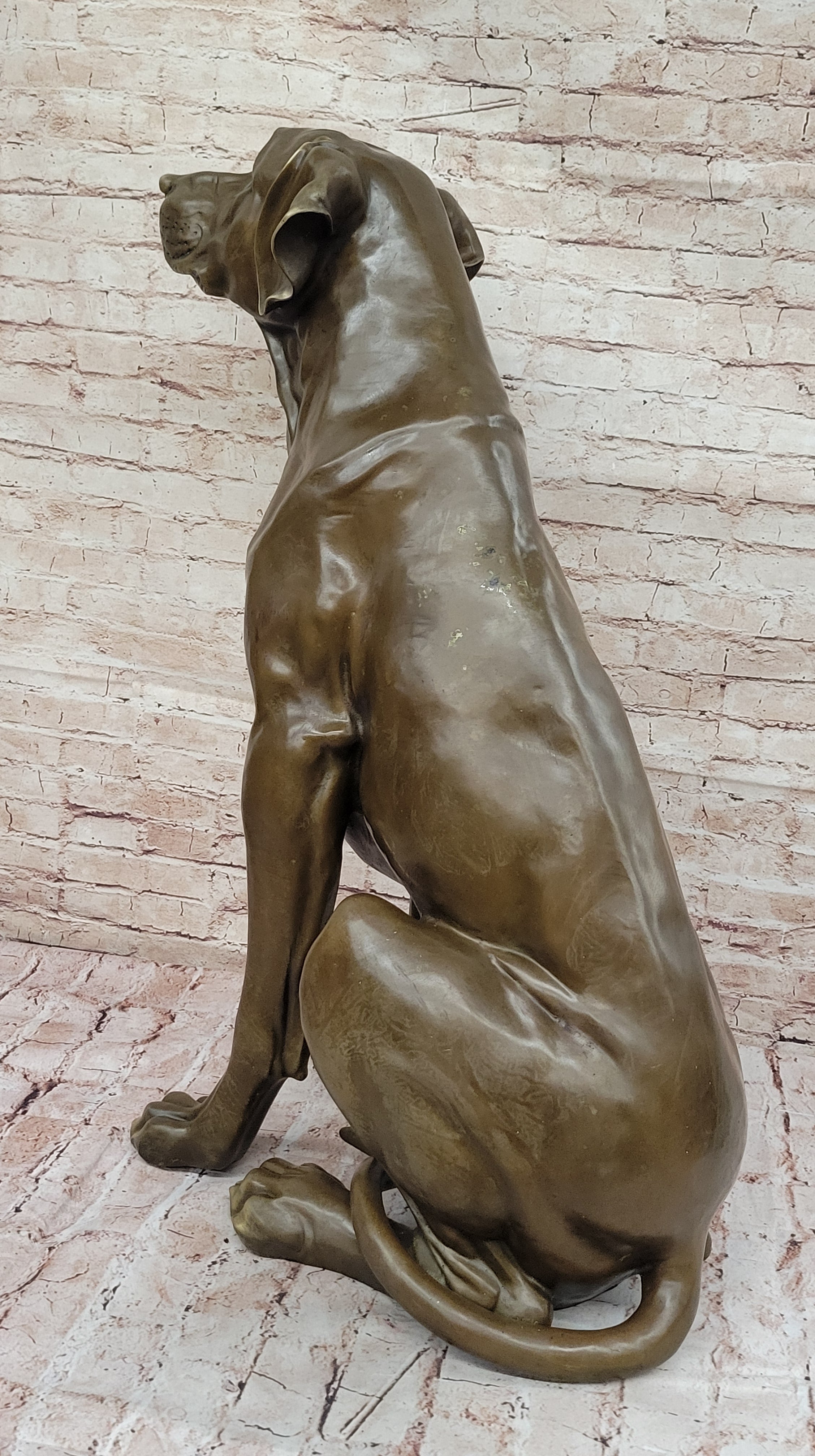 Lifelike Bronze Dog – Realistic Sitting Dog Sculpture