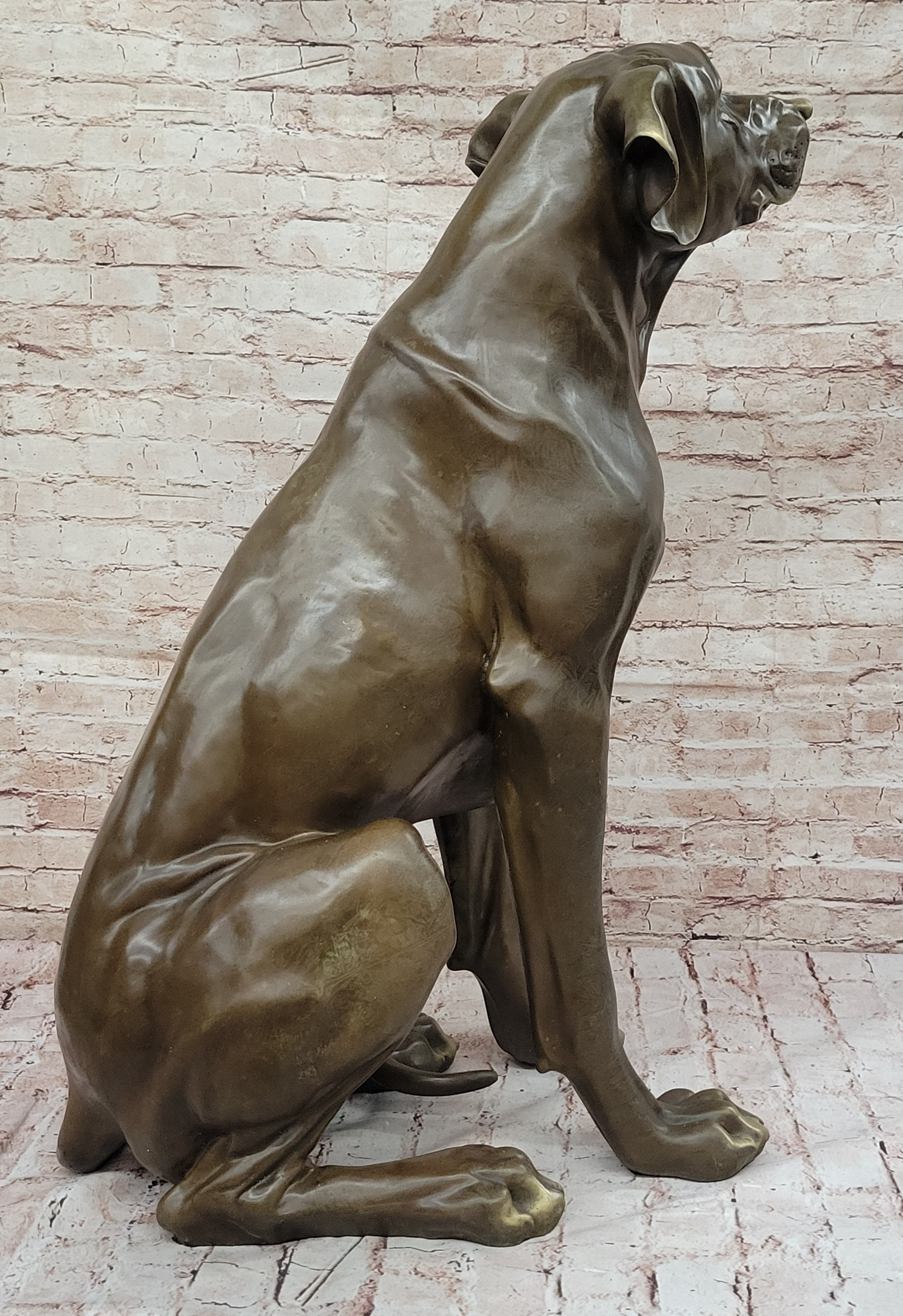 Lifelike Bronze Dog – Realistic Sitting Dog Sculpture
