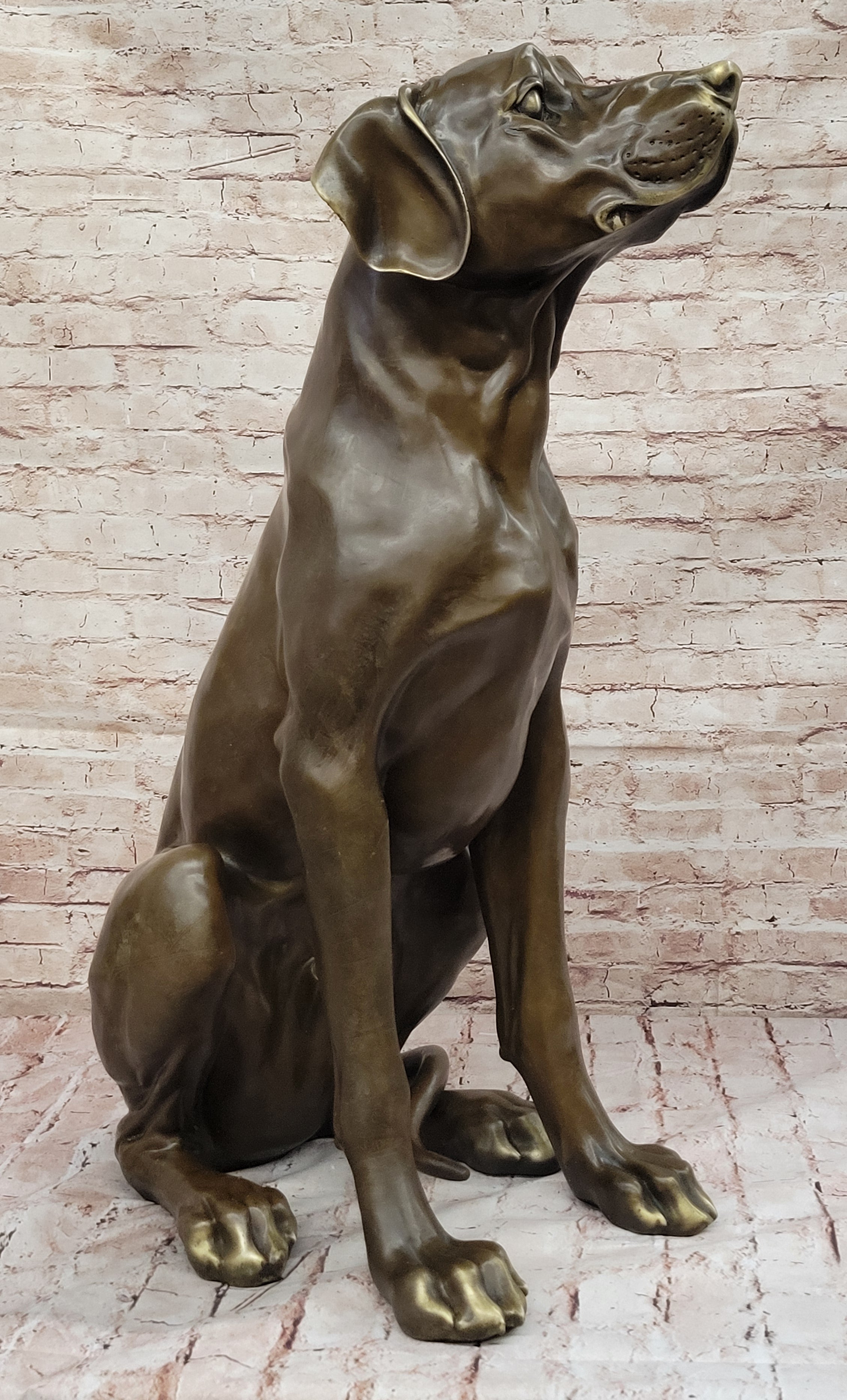 Lifelike Bronze Dog – Realistic Sitting Dog Sculpture