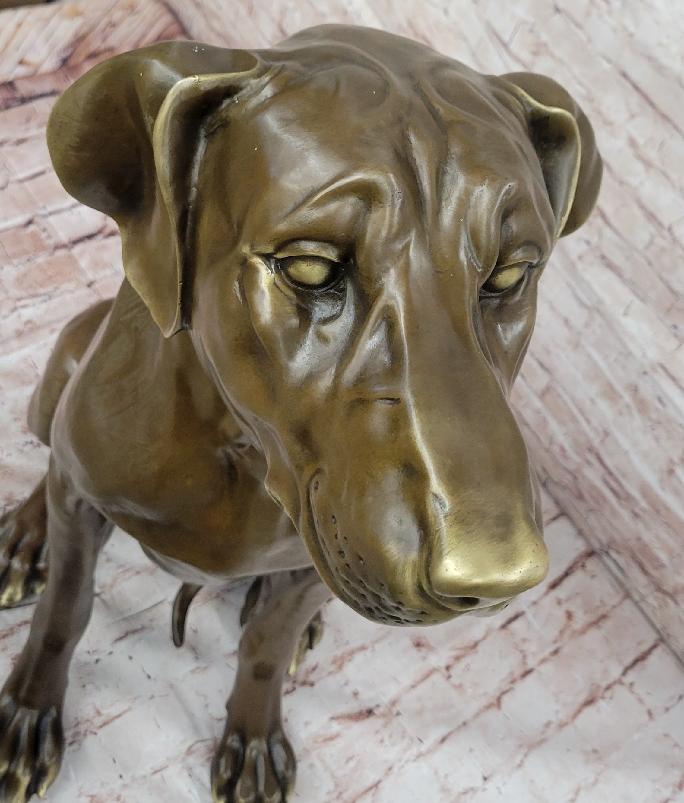 Lifelike Bronze Dog – Realistic Sitting Dog Sculpture