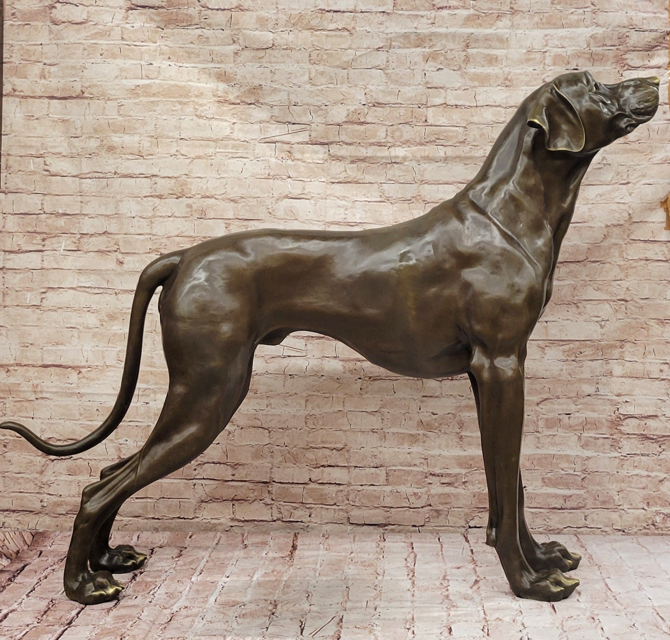 Large Bronze Dog - Realistic Standing Sculpture for Home or Garden