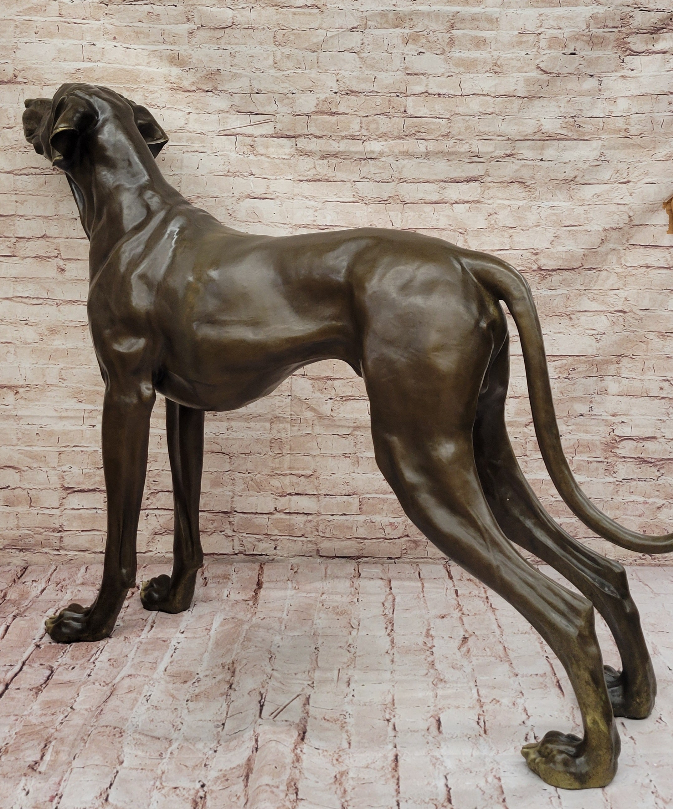 Large Bronze Dog - Realistic Standing Sculpture for Home or Garden