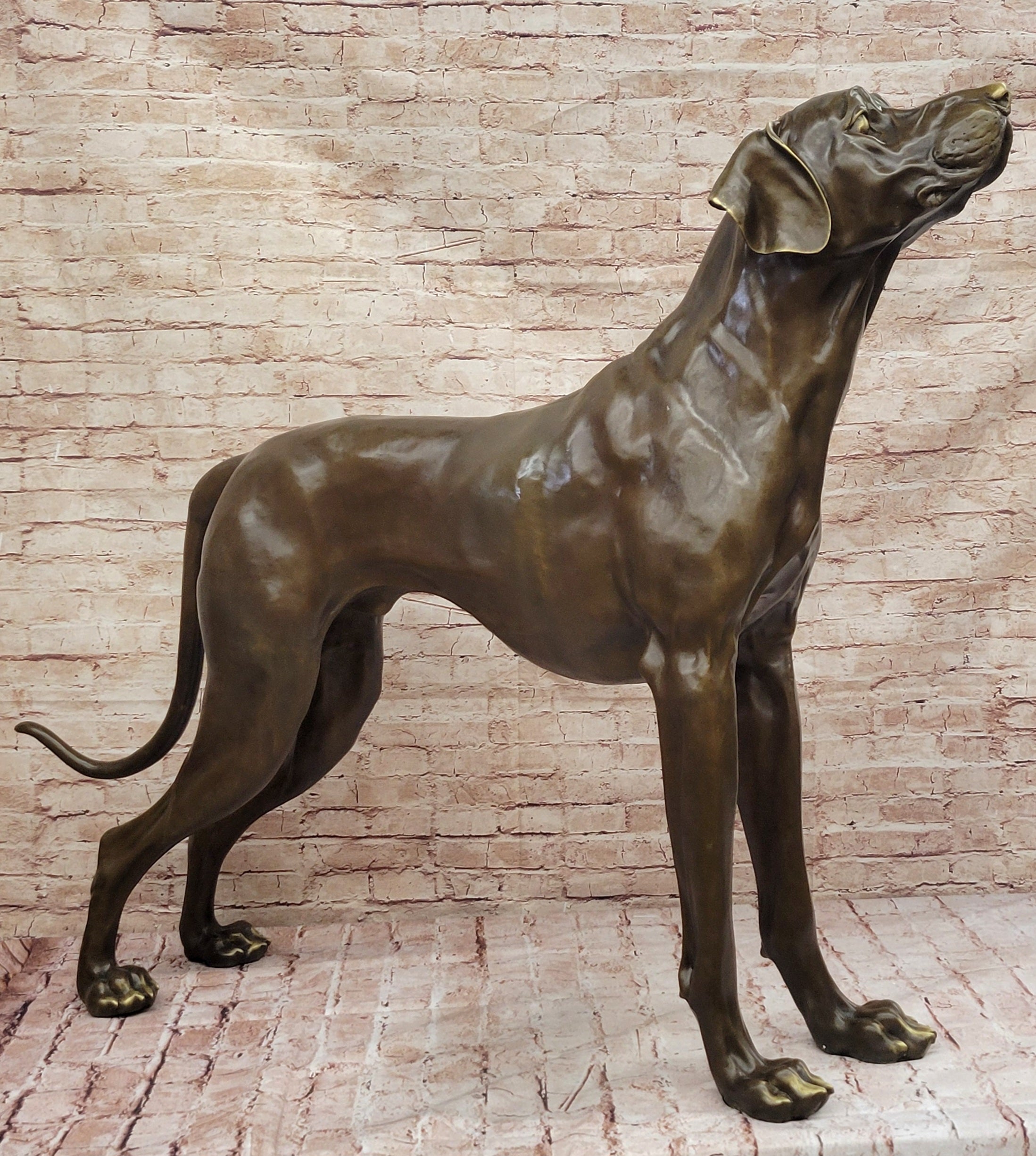 Large Bronze Dog - Realistic Standing Sculpture for Home or Garden