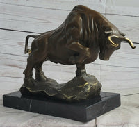 Charging Bull Bronze Metal Sculpture Wall Street 10" x 5"