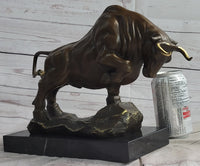 Charging Bull Bronze Metal Sculpture Wall Street 10" x 5"