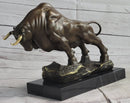 Charging Bull Bronze Metal Sculpture Wall Street 10" x 5"