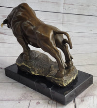 Charging Bull Bronze Metal Sculpture Wall Street 10" x 5"