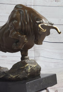 Charging Bull Bronze Metal Sculpture Wall Street 10" x 5"