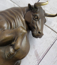 Charging Bull Bronze Metal Sculpture Wall Street 10" x 5"