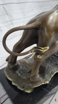 Charging Bull Bronze Metal Sculpture Wall Street 10" x 5"