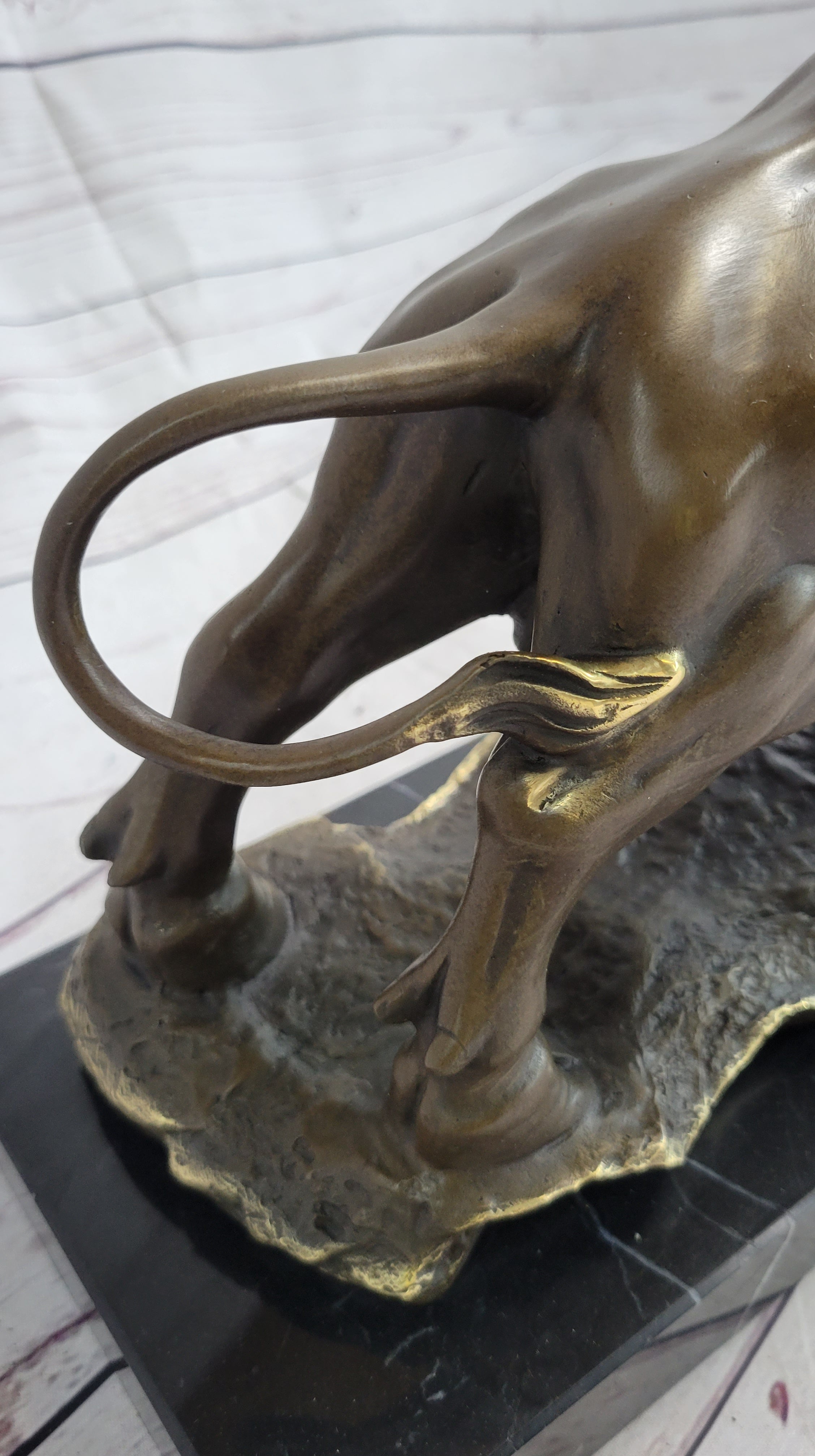 Charging Bull Bronze Metal Sculpture Wall Street 10" x 5"