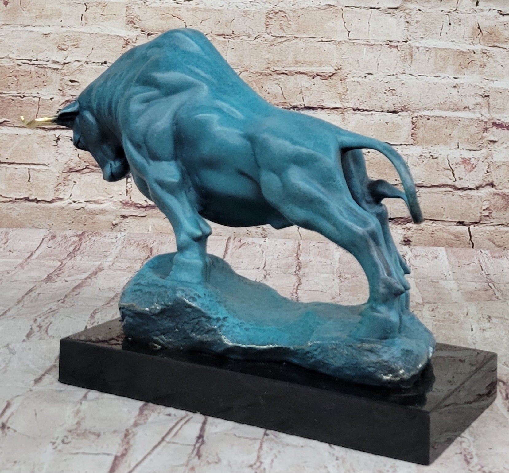 Charging Bull Hot Cast Bronze Figure by Milo with Patina
