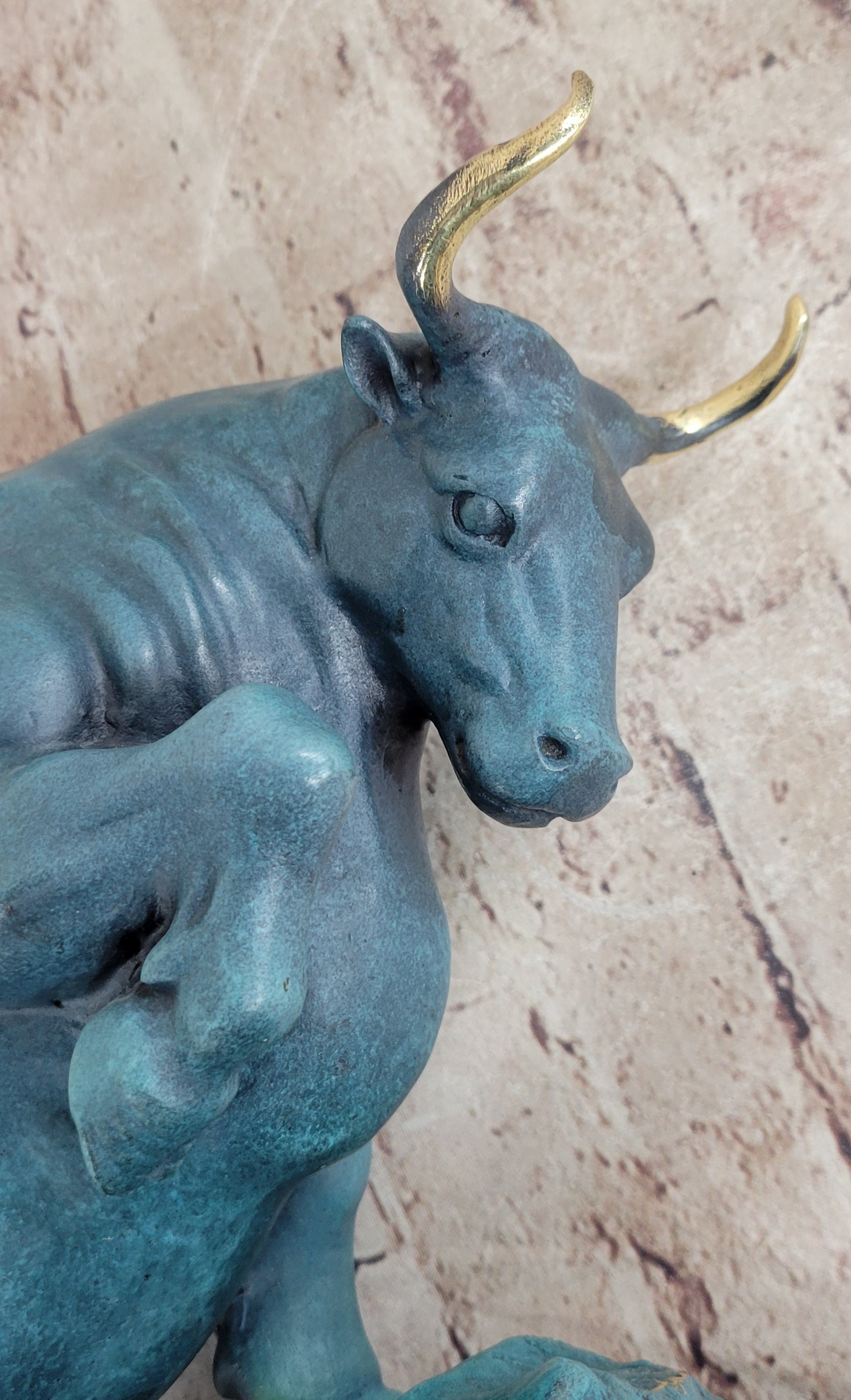 Charging Bull Hot Cast Bronze Figure by Milo with Patina