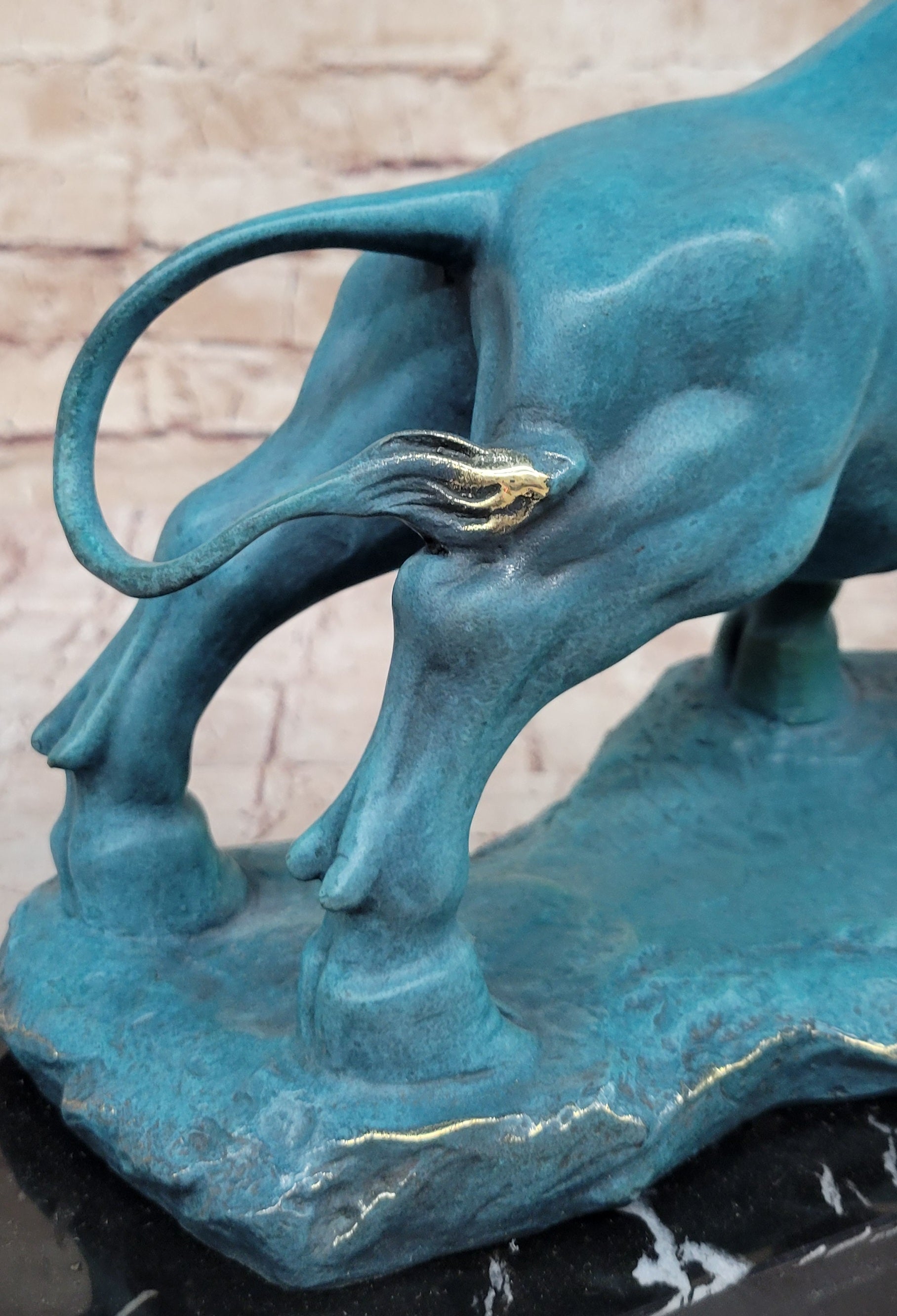 Charging Bull Hot Cast Bronze Figure by Milo with Patina