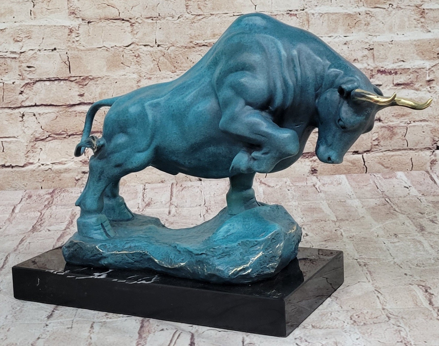 Charging Bull Hot Cast Bronze Figure by Milo with Patina