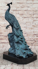 Male Peacock Bronze Sculpture Green Patina Signed Milo 19.5" x 12"
