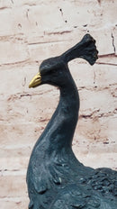 Male Peacock Bronze Sculpture Green Patina Signed Milo 19.5" x 12"