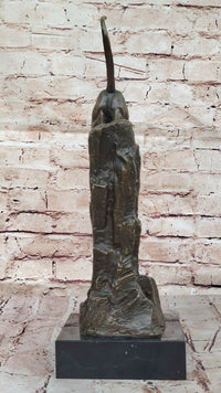 Bronze Mountain Lion Sculpture Cougar on Marble Base