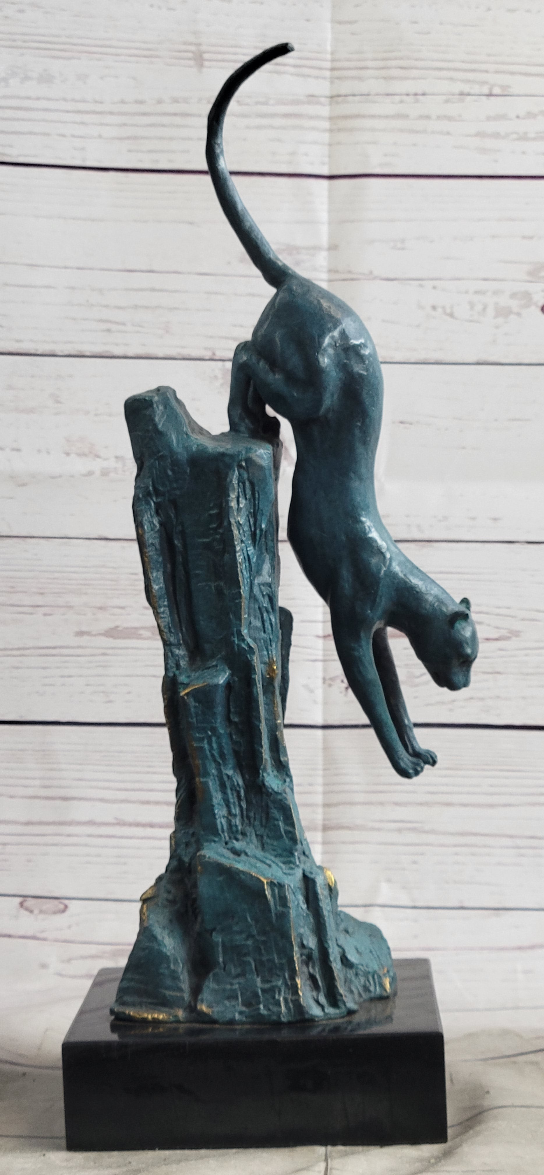 Bronze Pouncing Cougar by Milo Wildlife Sculpture