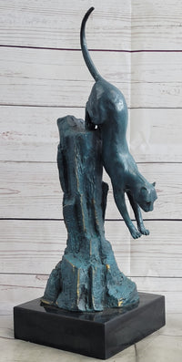 Bronze Pouncing Cougar by Milo Wildlife Sculpture