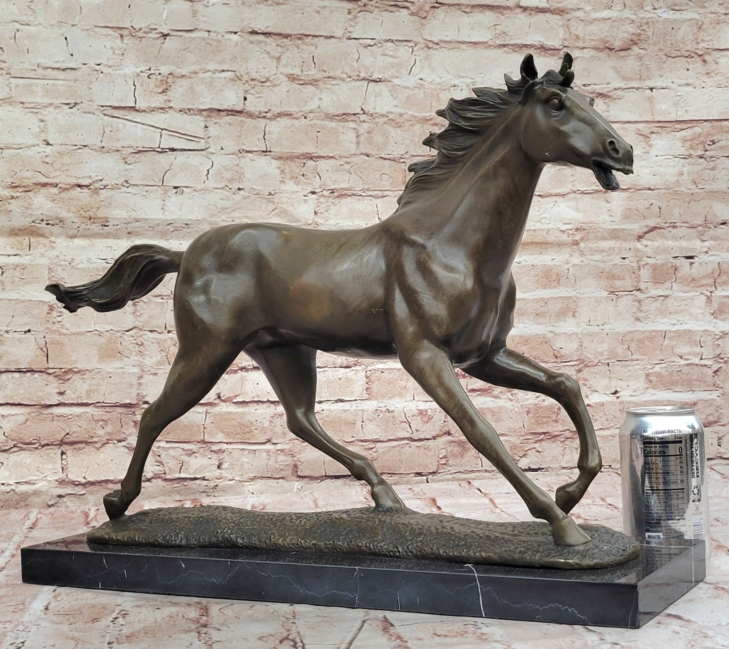Milo Running Horse Bronze Sculpture on Marble Base