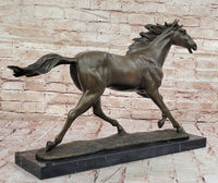 Milo Running Horse Bronze Sculpture on Marble Base