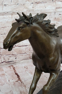 Milo Running Horse Bronze Sculpture on Marble Base