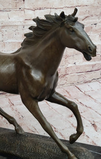 Milo Running Horse Bronze Sculpture on Marble Base